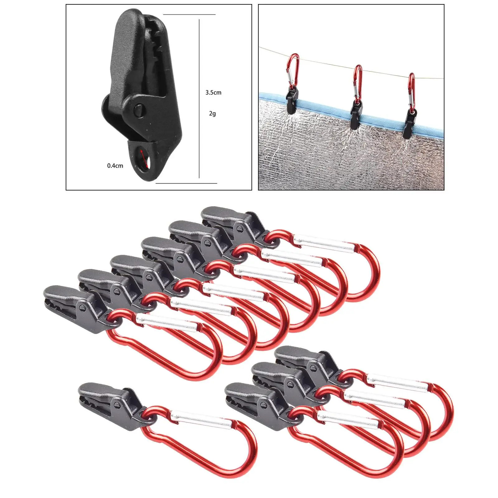 10x Durable Clips Tarpaulins Tent Clamps Holding Hiking Canopy Lock