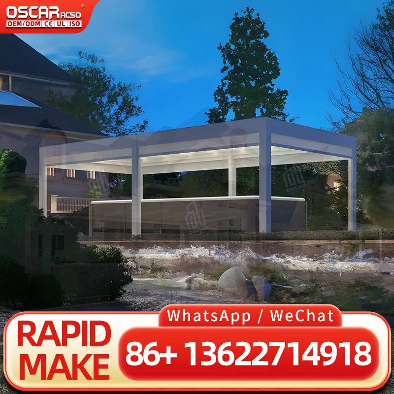 

Биоклиматическая водонепроницаемая алюминиевая пергола с жалюзи, уличная моторизованная функциональность, теневая структура, патио, балкон, садовые перголы