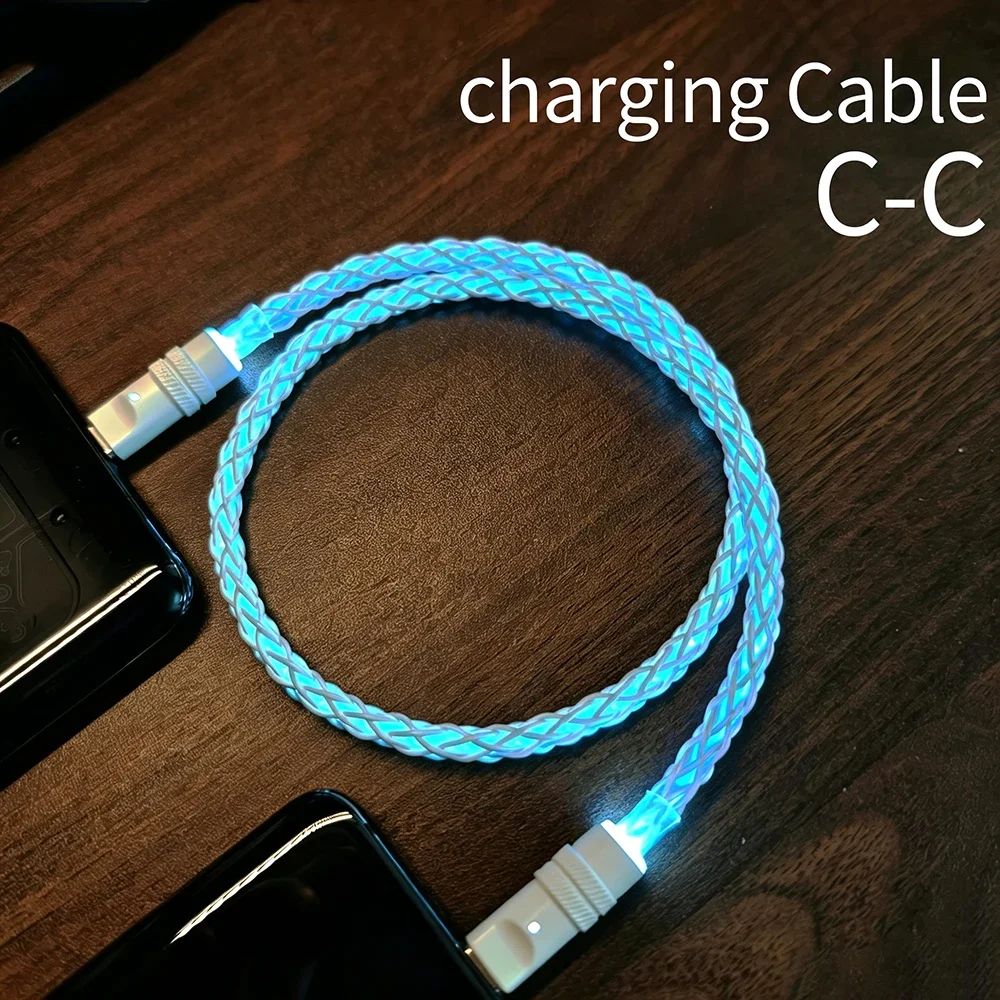 Fast Charging RGB Breathing Luminous Light Data Cable 60W TYPE-C Charger For iPhone 17 16 15 Pro Huawei Samsung Data Cable