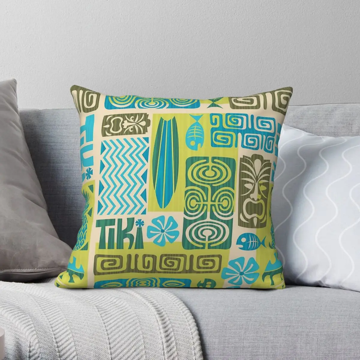 Luau Party Totem Square Pillowcase Polyester Linen Velvet Creative Zip Decor Throw Pillow Case Home Cushion Cover