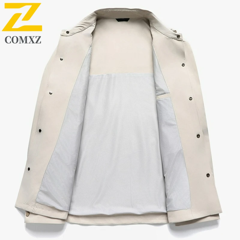 COMXZ New Jacket Men Versatile Business Casual Notch Lapel Coat Outdoor Sport Autumn Lightweight Stylish Office Daily Wear