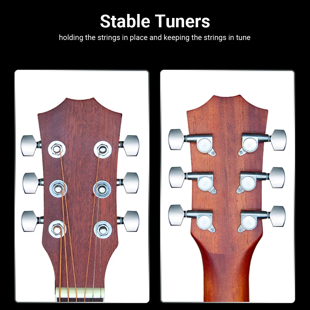 6Pcs/Set Sealed Guitar String Peg Locking Tuners 3L3R Tuning Peg String Tuners Electric Acoustic Guitar Tuner Machine Heads Knob