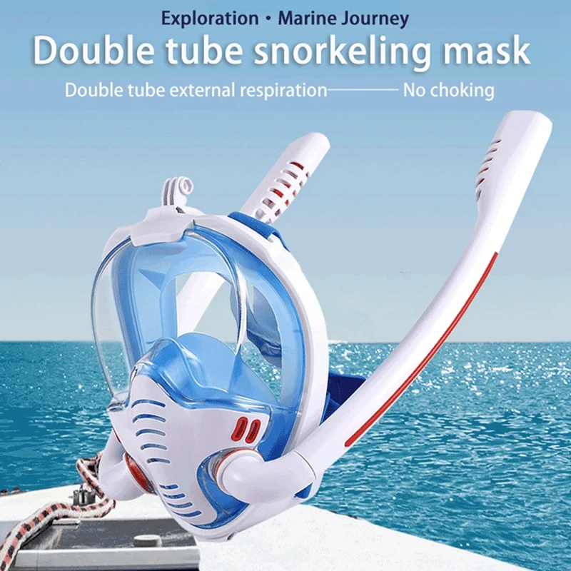 Snorkeling Mask Double Tube Silicone Diving Mask Adult Swimming Mask Diving Goggles Underwater Breathing Mask