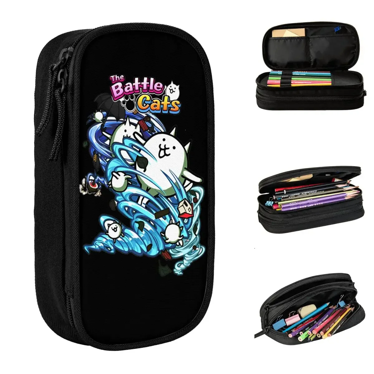 

The Battle Cats Game Pencil Cases Fashion Cartoon Pen Holder Bag Girl Boy Big Capacity School Supplies Cosmetic Pencil Box