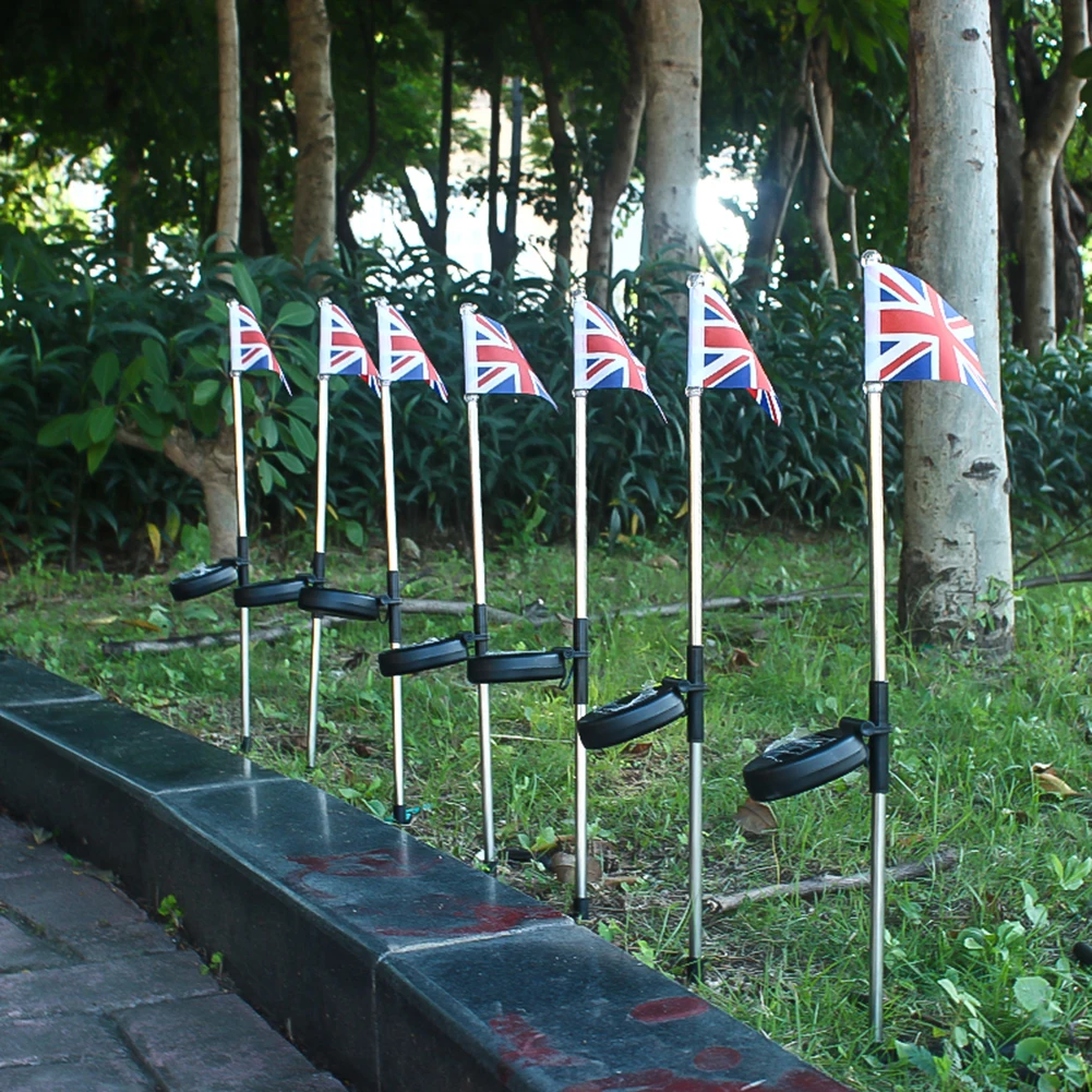 

UK/US Flag 2 Pcs LED Solar Light Lawn Stake Lamp Waterproof Outdoor Decoration For Garden Yard Street Festival Decor For Patriot
