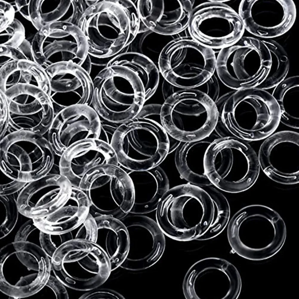 200 Pcs Curtain Accessories Window Perforated Rings Clip Curtains Plastic Rods Holders Clear Roman Circle Drapes