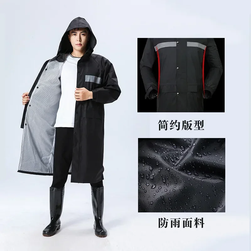 Long Raincoat Full-body Waterproof Thick Rain Poncho Women Men Nylon Rain Coat Hooded for Outdoor Hiking Travel Fishing Rainwear