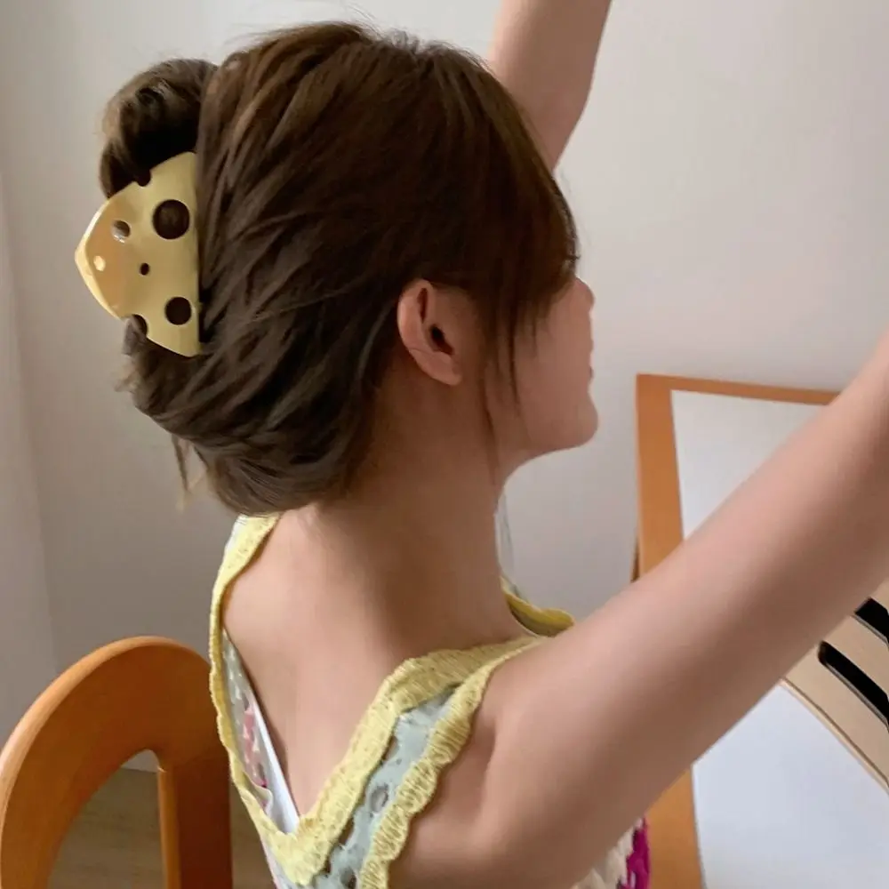 

Милая уксусная кислота, сыр, ацетат, коготь для волос Y2k, полая заколка для волос, головной убор, заколка в виде желтой акулы, вечерние