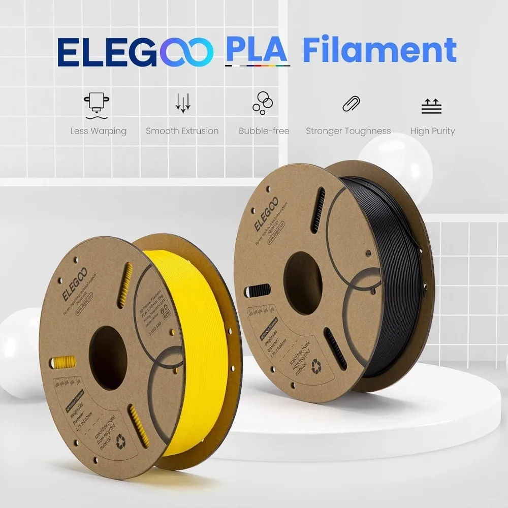 PLA Filament 1.75mm Black 1KG, 3D Printer Filament Dimensional Accuracy +/- 0.02mm, Cardboard Spool, Fits Most FDM 3D Printers