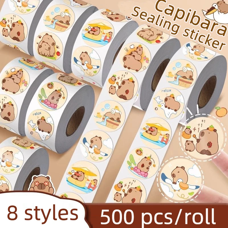 Cute Cartoon Brown Capybara Stickers 400pcs Plump Animal Design DIY Scrapbook Phone Wall Decal Reward Seal Label Kid Toy view 6