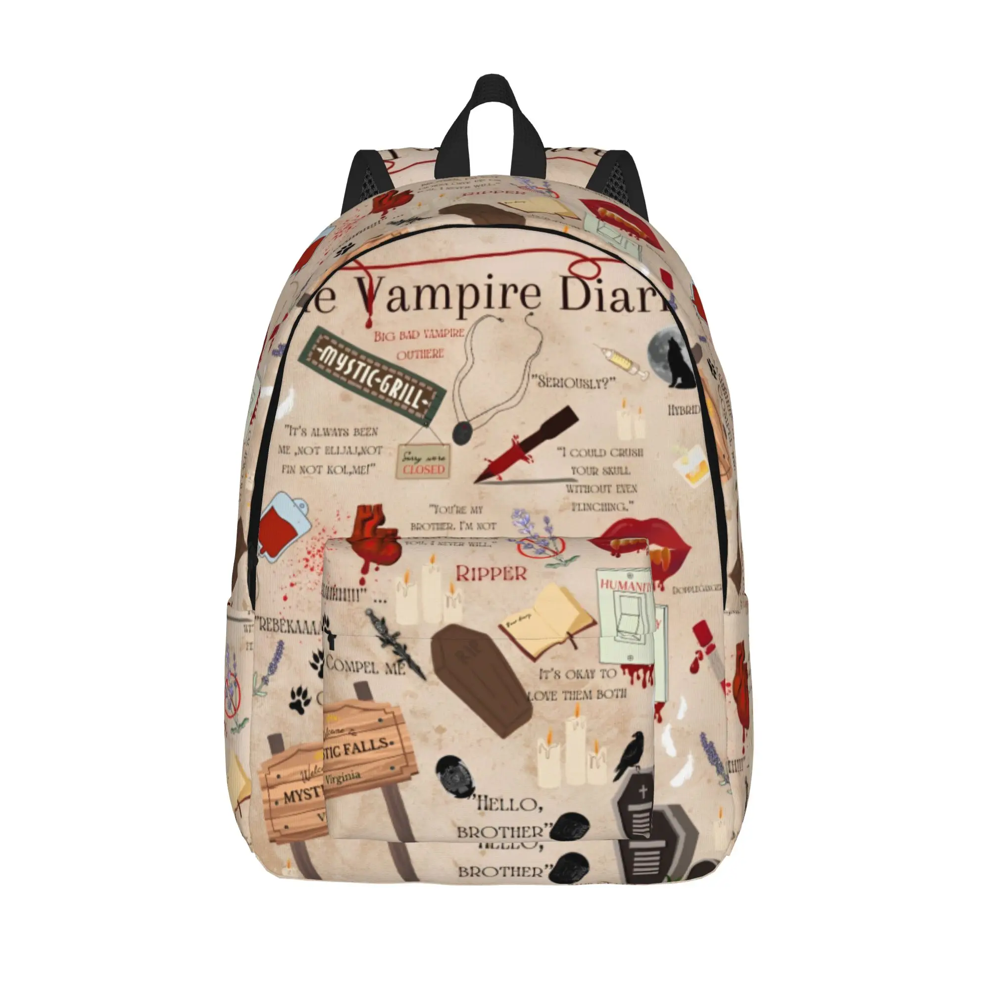 The Vampire Diaries Cartoon Backpack for Men Women Fashion School Business Daypack TV Series Laptop Computer Canvas Bags Sports