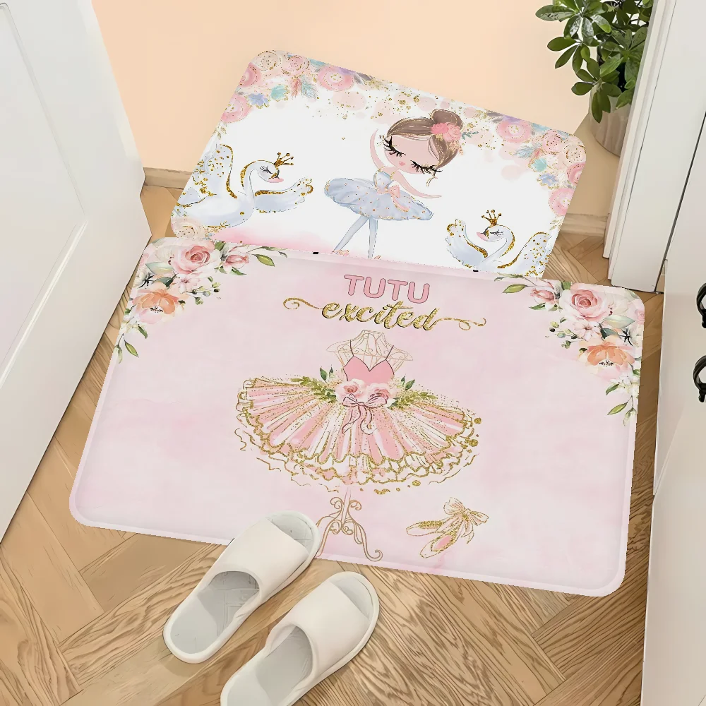 Cute Ballet Girl Ballerina Fairy Floor Mat Floor Carpet Kids Room Decoration  Anti-Slip Doormat Living Room Hotel Decor MatHome