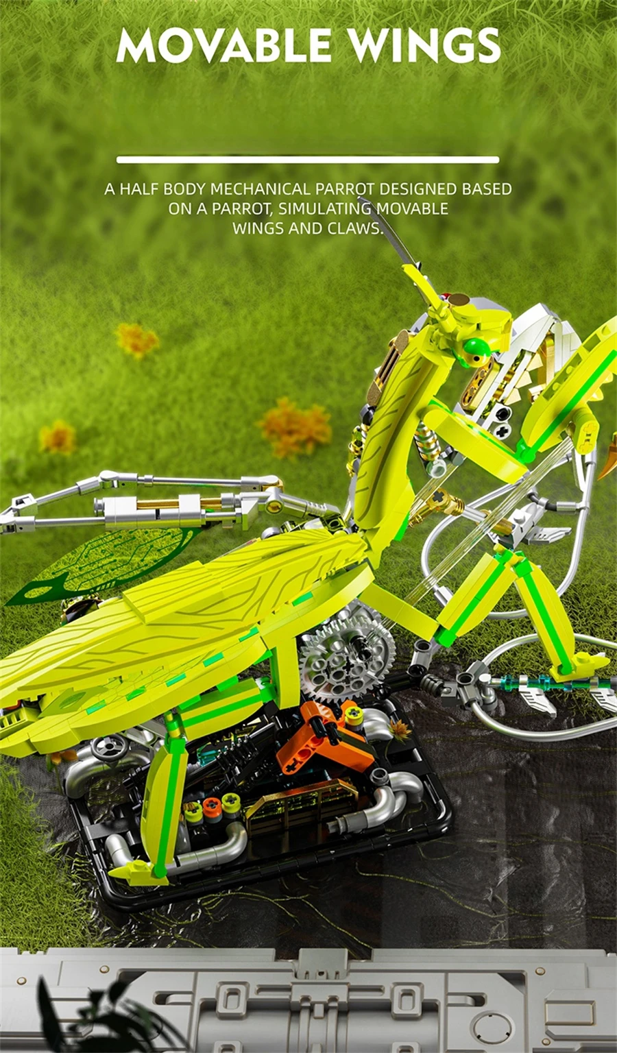 MOC Kreative Mechanische Mantis Bausteine Set Insekt Power Moto Modell Kit DIY Montage Ziegel Spielzeug Kinder Geburtstag Geschenk ​ – Detail 3