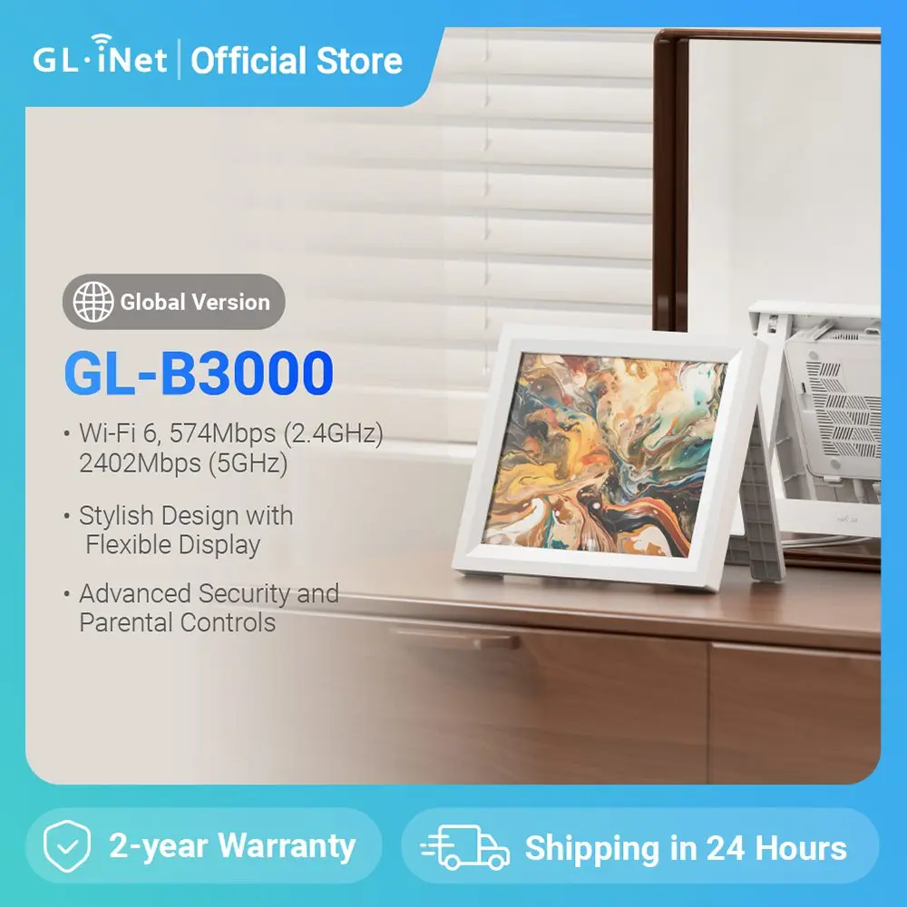 GL.iNet Marble (GL-B3000) Wireless WiFi 6 Router, Wall-Mountable, Dual-Band AX3000, 3 Gigabit Ethernet Ports