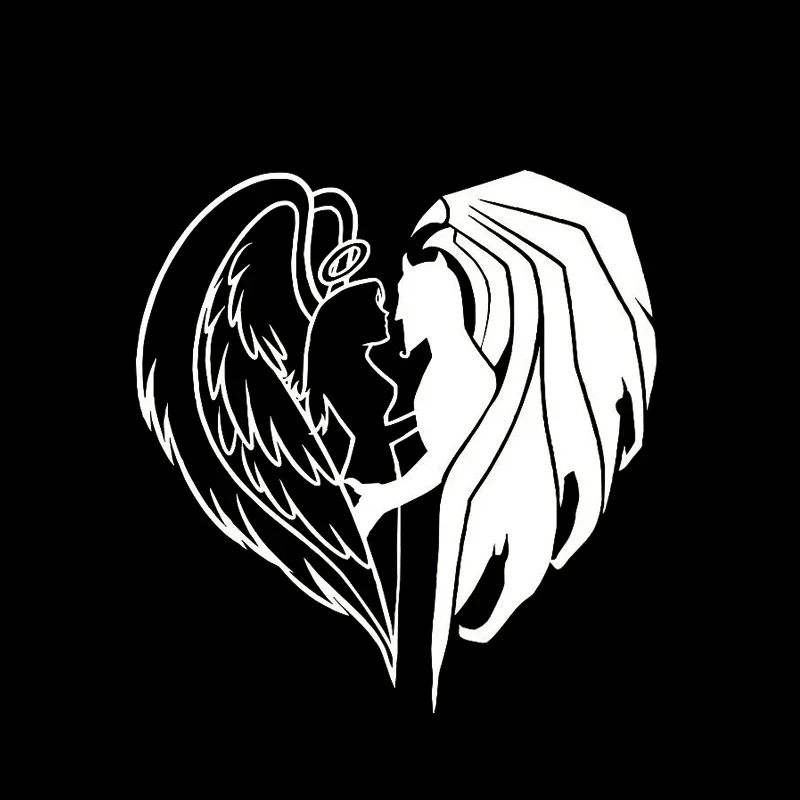 Angels and Demons Car Accessories Heart Exterior Parts Custom Stickers Accessories Sunscreen Waterproof Stylish, Cute, PVC Car