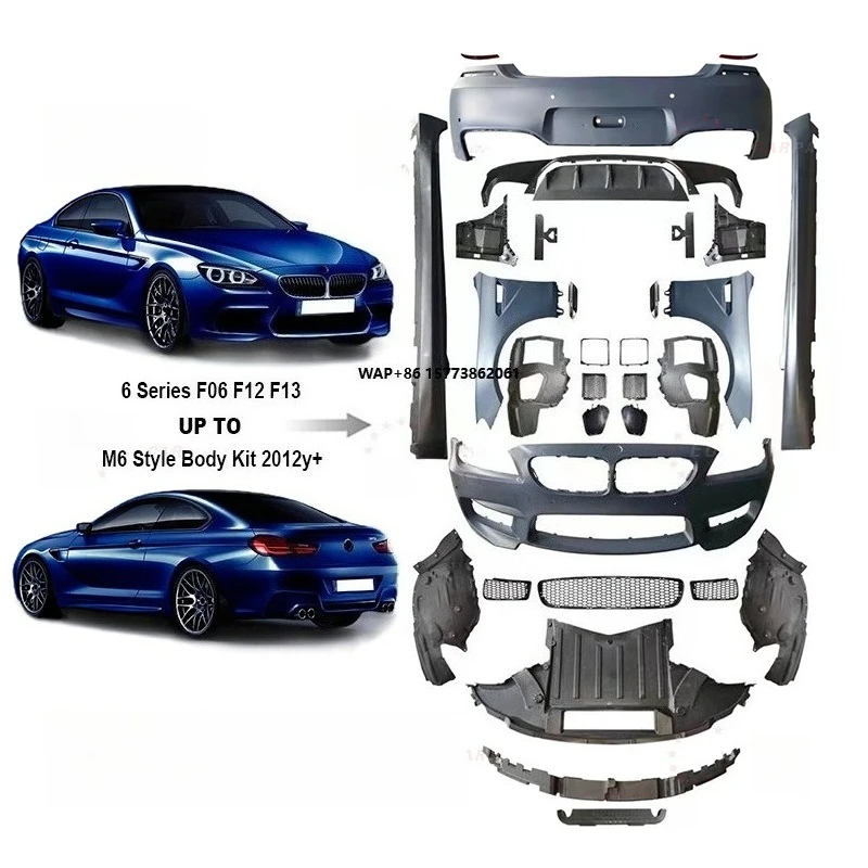 

2012year + M6 Bodykit for 6 Gran Coupe F06 F12 F13 Car Bumpers Facelift Upgrade M6 Style Auto Body Systems Front Rear Bumper