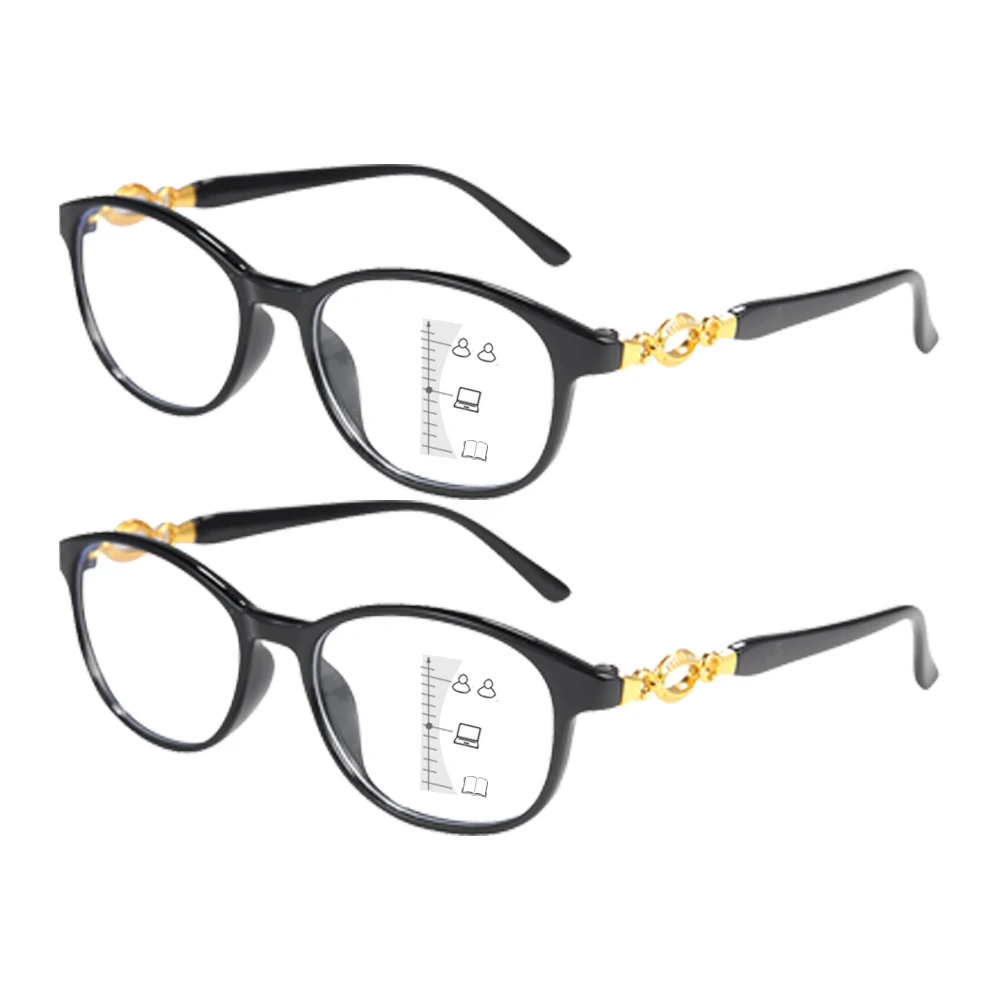 2 Stück 3-in-1-Progressive Lesebrillen für Damen, Computer- und Lesebrillen mit verschreibungspflichtigen Stärken +1,0 bis +3,0 – Detail 1