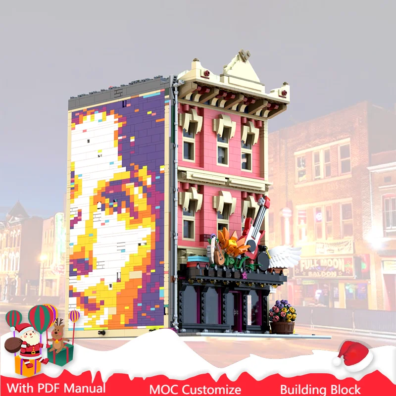 Popular 4711 PCS Moc Music Lover Country Bar Building Blocks Model Assembly Bricks Sets Kids Adults Birthday Christmas Gifts