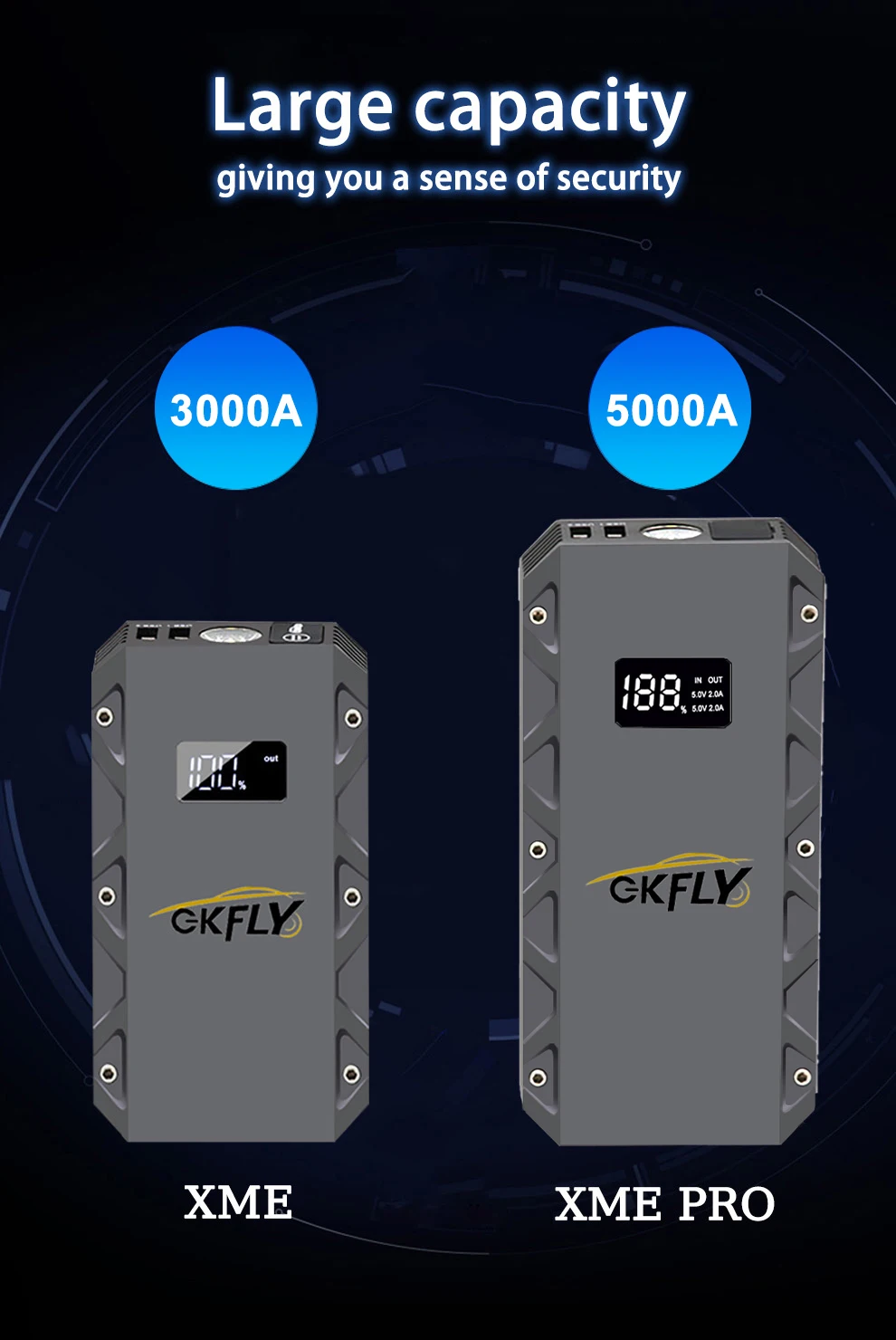 GKFLY Auto Starthilfe 3000A/5000A/6000A Start Gerät Power Bank Auto Batterie Booster Ladegerät Für Benzin diesel Auto Starter – Detail 5