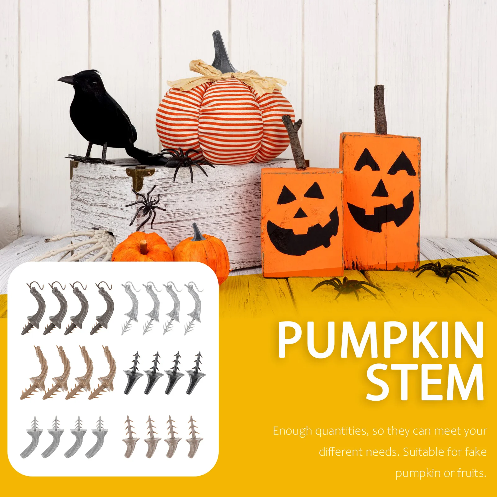 

Pumpkin DIY Stems 24 Pcs Halloween Decoration Accessories Plastic Faux Harvest Theme Party Supplies for Home Garden Use