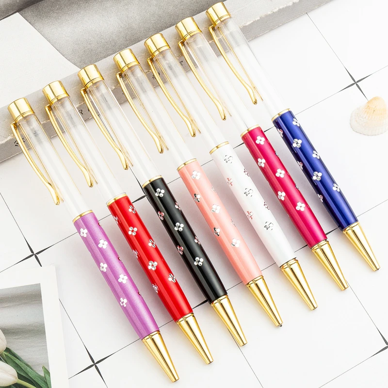 36PCS  Stationery creative DIY hollow pen crystal diamond pen metal rotary ballpoint pen