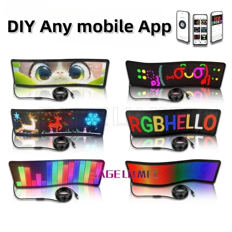 LED Screen Sign Advertising RGB Foldable Scrolling Message display Board App Soft Flexible Led Panel Car Rear Window Display APP