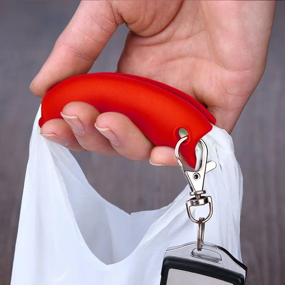 Candy Color Silicone Carrying Handle Shopping Finger Protector Heavy Object Labor-saving Handle with Keyring Shopping Accessory