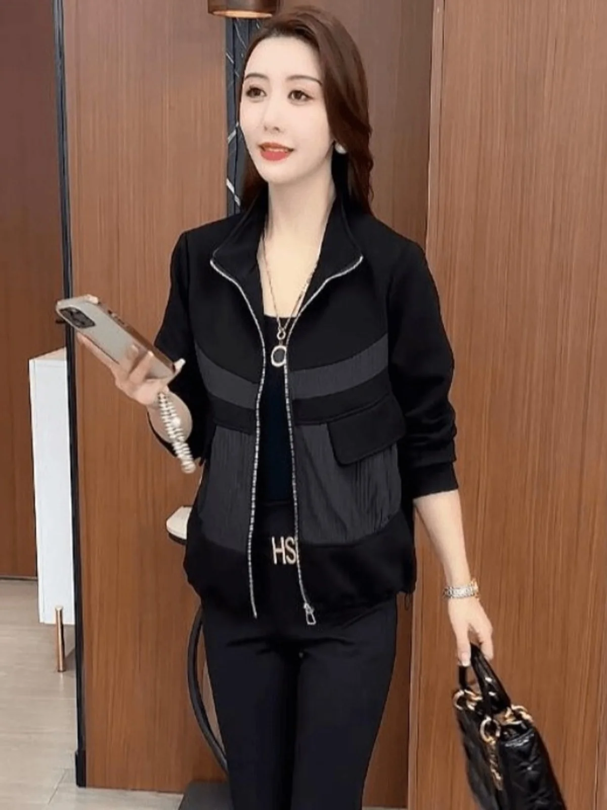 

Модная свободная женская куртка на весну-осень, маленький размер, трендовый дизайн, элегантный стиль, цветной блок-дизайн, премиум-класс