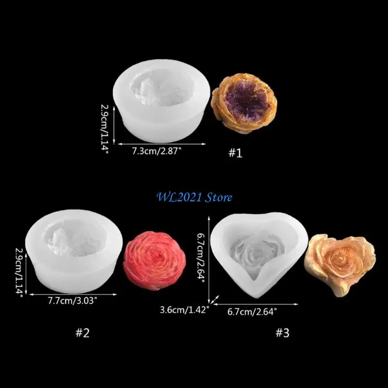 G5GC قالب راتنج الورد قالب صب إيبوكسي زهرة ثلاثي الأبعاد لصنع المجوهرات على شكل سلسلة مفاتيح ذاتية الصنع #6
