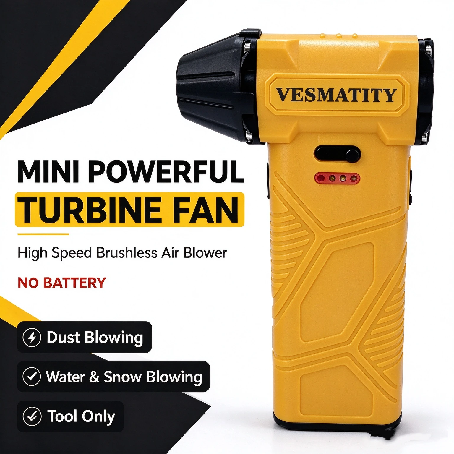 Mini Powerhouse High Speed Brushless Turbine Fan Handheld Portable Air Blower for Dust Water Snow Blowing,No battery