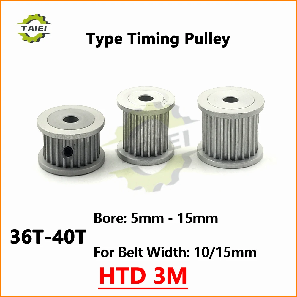 

HTD 3M Synchronous Pulley 36 37 38 39 40Teeth Keyway Bore 5mm-15mm For Belt Width 10/15mm 3M Carving Machine Drive Timing Wheel