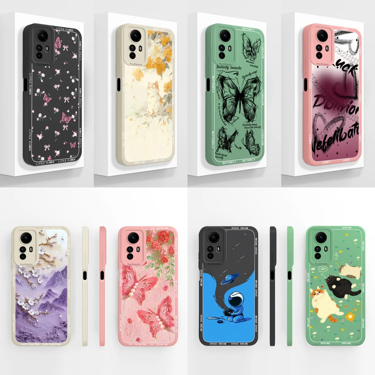 Fällen Für Redmi Hinweis 12S 12R 12Turbo Bunte Schmetterling Katze Kamera Schutz Zurück Abdeckung Für Redmi Hinweis 12 Turbo note12s Capa