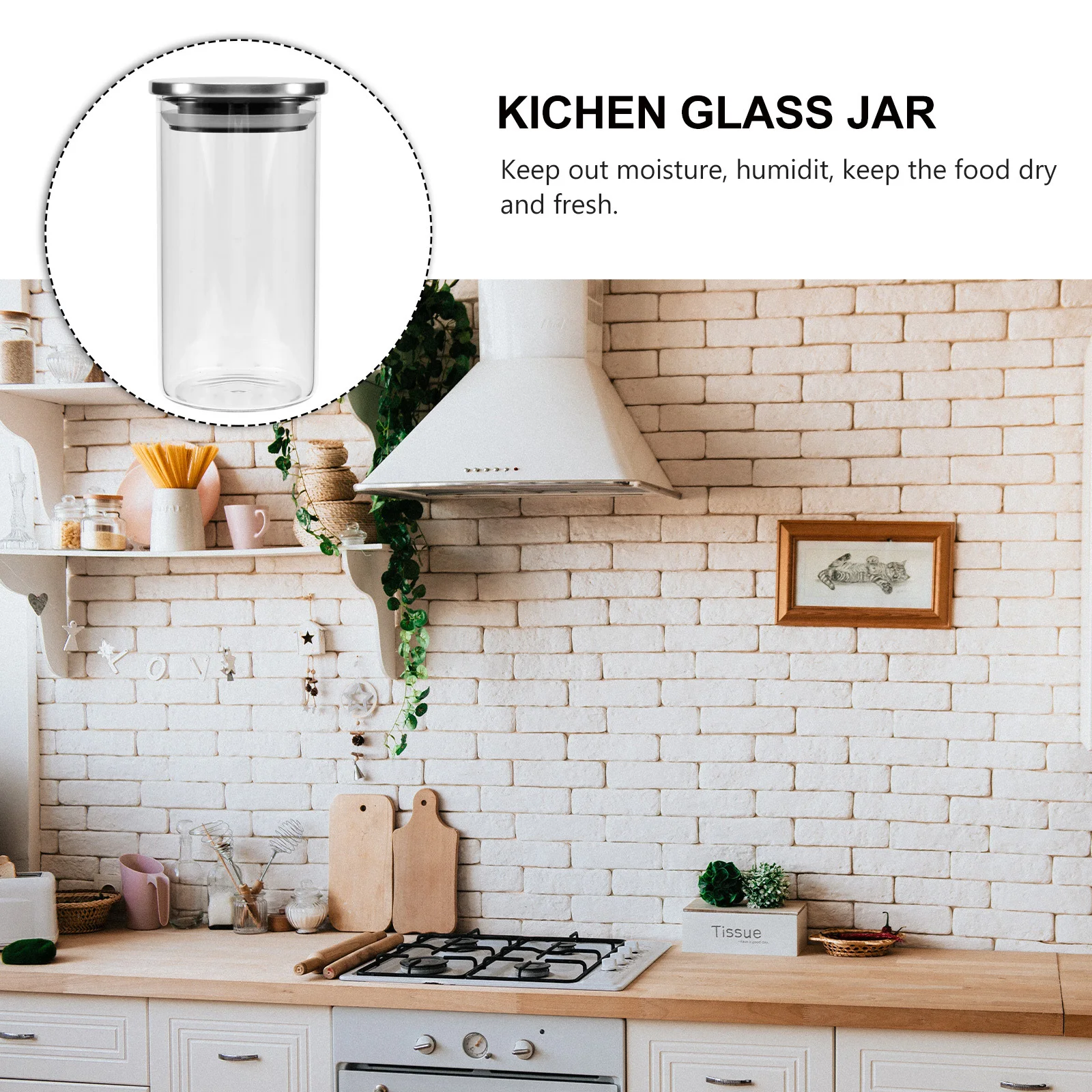 

300ml Transparent Glass Dry Grains Storage Jar Airtight Leak Dust Proof Container for Kitchen Pantry Organizer