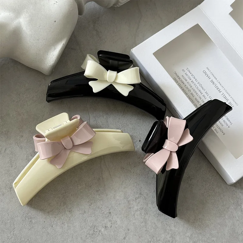 

Korean Woman Large Sweet Bowknot Acrylic Hair Claws Ladies Novelty Barrettes Hair Clips Girls Bathing Hairpins Headwear Ornament