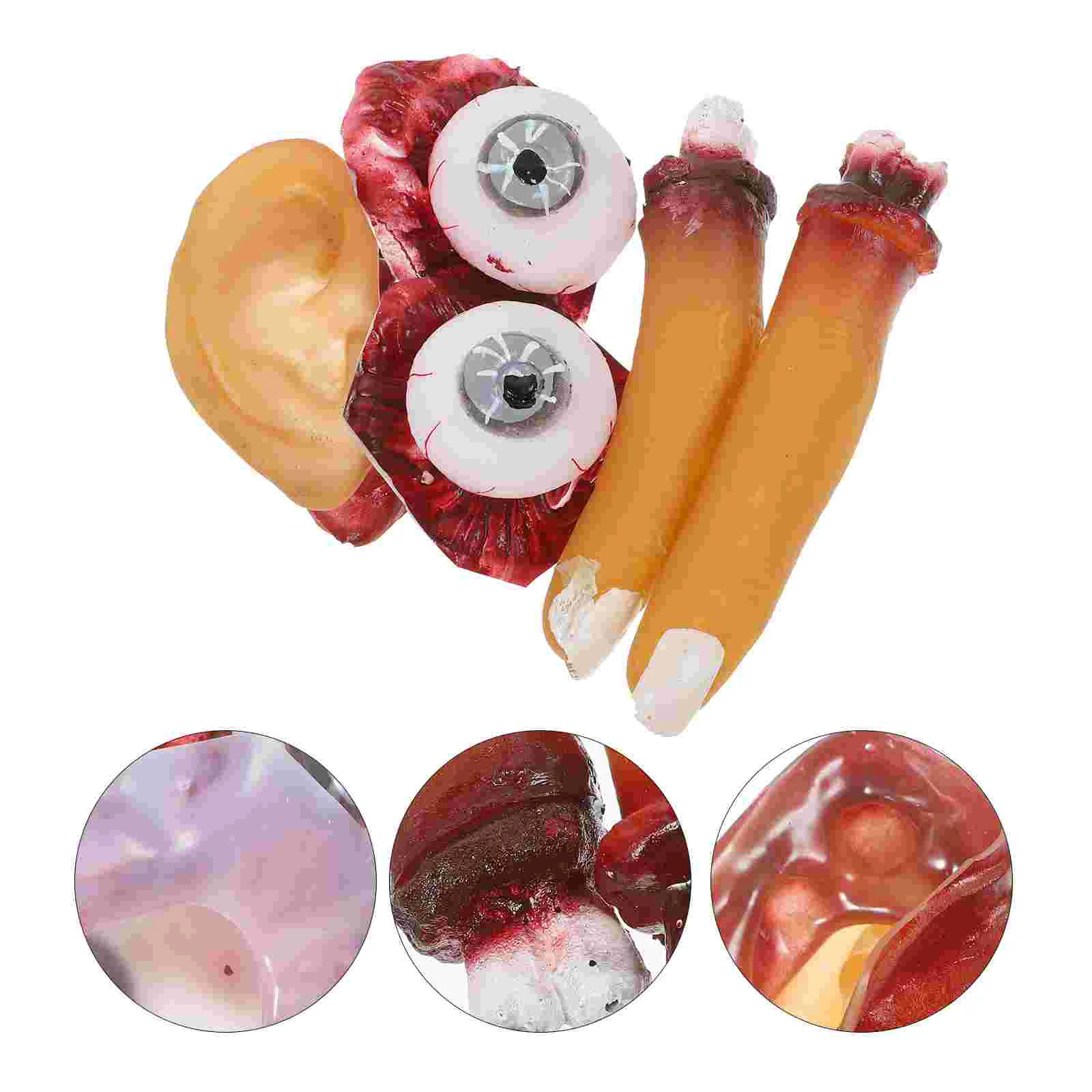 

4 Pcs Halloween Organ Props Bloody Eyeball Fake Ears Funny Body Decoration Simulation Finger