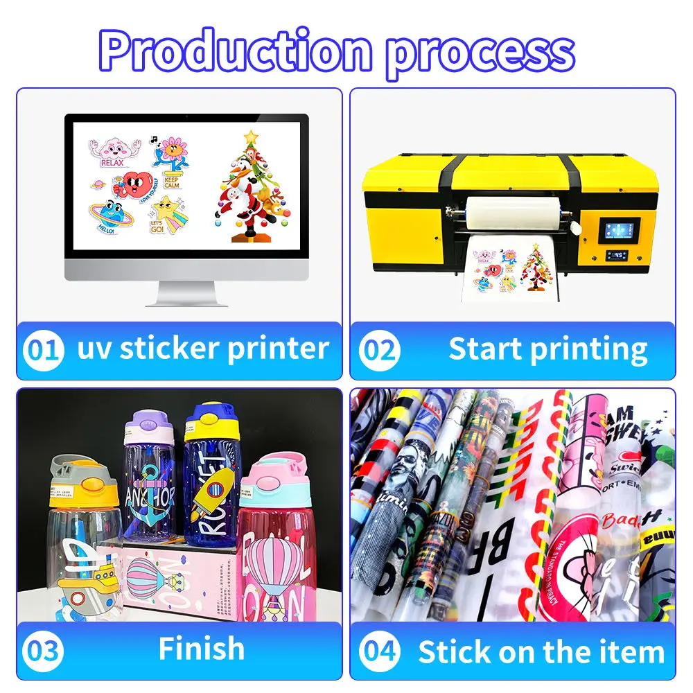 New A3 UVDTF Crystal Sticker Printer Digital Integrated Machine with Roll Material Laminating for Logo Printing and Labeling