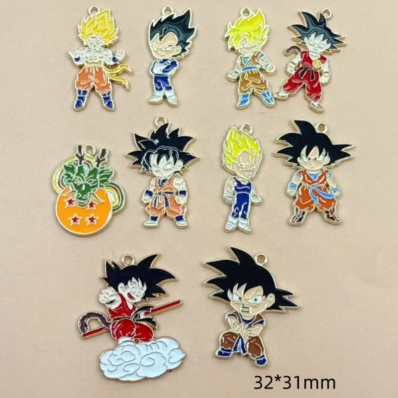 

10pcs Dragon Ball Z Anime Cartoon DIY Alloy Pendant Keychain Backpack Accessories Set Birthday Gift Toy