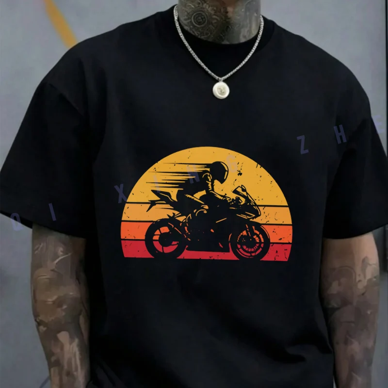 

Vintage Retro Racing Gril Men's T-shirt Summer Cotton Short Sleeved Casual Basic TShirt Round Neck Unisex Tops