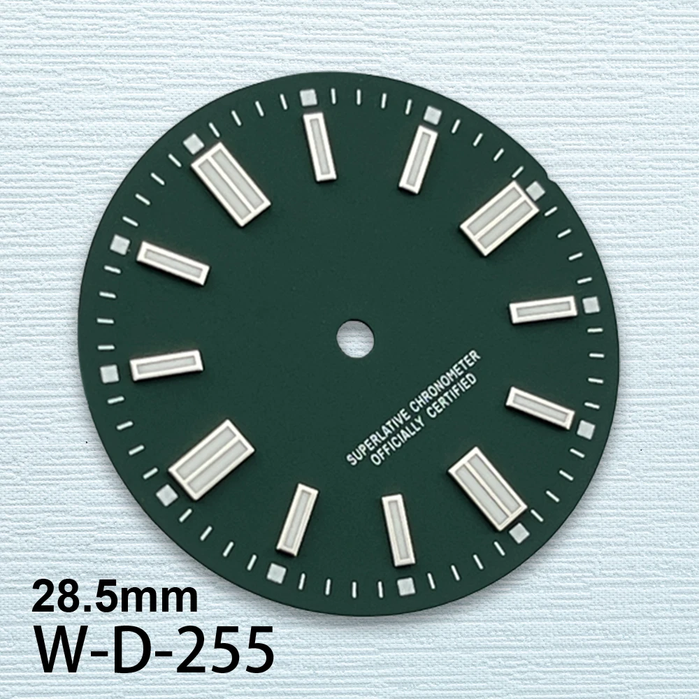 28.5mm S Logo Matte Dial Fit NH35/NH36/4R/7S Japanese Movement Green Luminous High-Quality Watch Modification Accessories