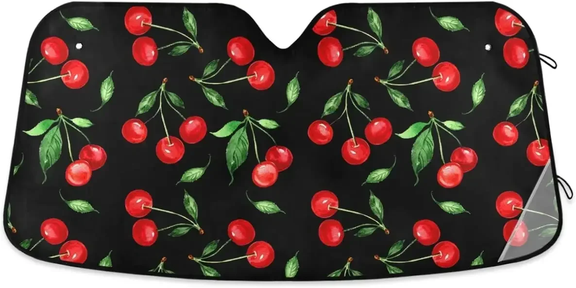 

Oarencol Cherry Car Windshield Sun Shade Watercolor Fruit Foldable UV Ray Sun Visor Protector Sunshade to Keep Your Vehicle Cool