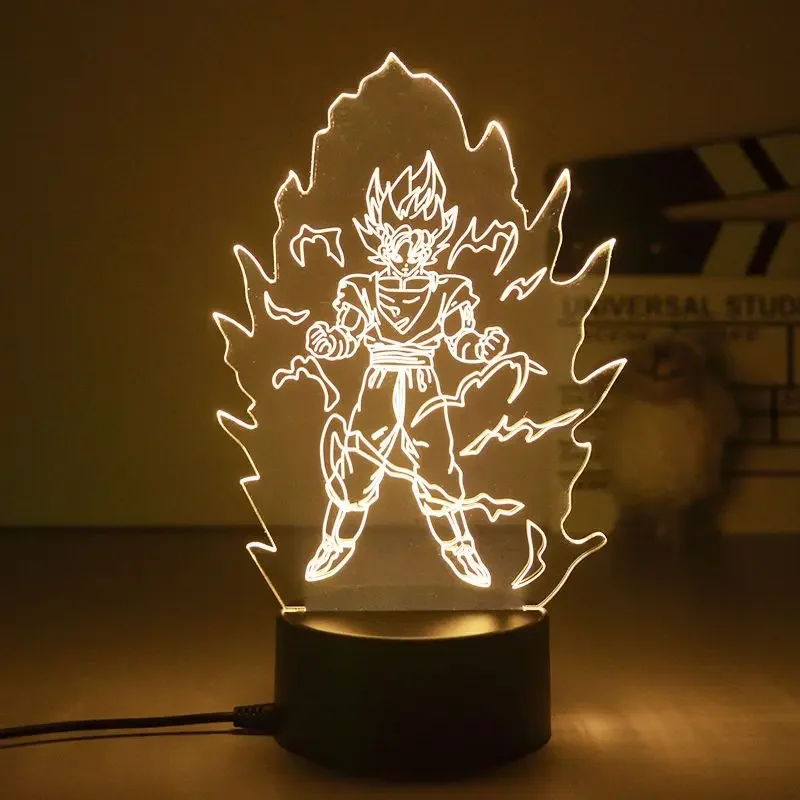 Dragon ball lâmpada de mesa macaco rei goku figura 3d led night light super saiyan ornamento luz crianças aniversário presentes natal