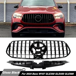 For 2024 Benz W167 GLE350 GLE450 GLE580 GLE53AMG GT R Front Grille Glossy Black