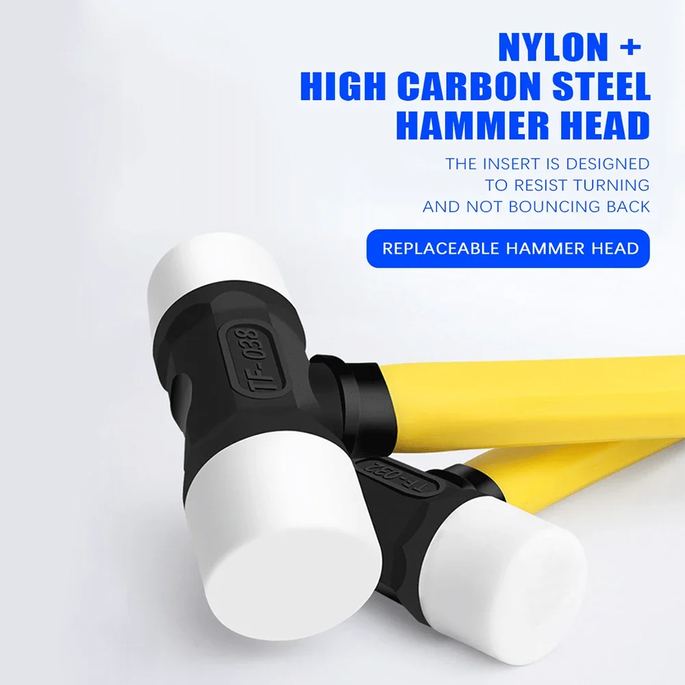 Solid Rubber Hammer Plastic Nylon Head Non Elastic Floor Tile Installation Hammer Leather Carving Printing DIY Tool