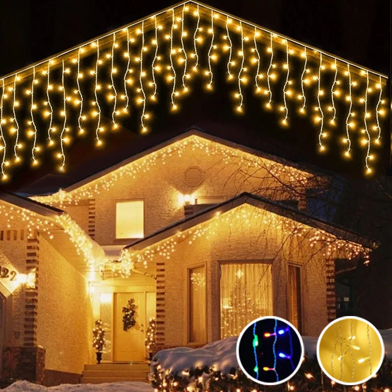 3/5/10M Fairy String Curtain Light LED 0.7m Holiday Light Garland for Christmas Lights Outdoor Street Wedding Garden Decoration