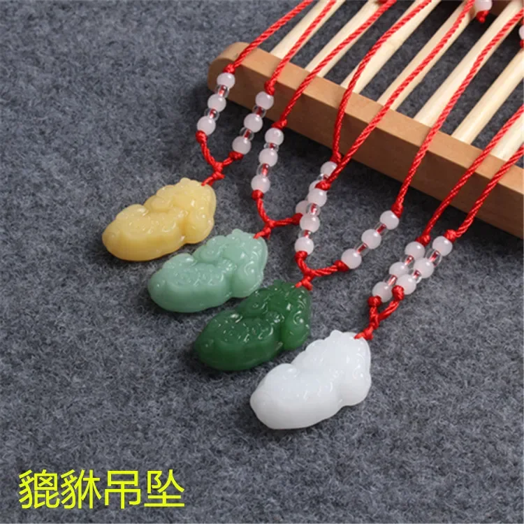 Ожерелье с подвеской из натурального зеленого нефрита Pixiu, очаровательные ювелирные изделия, модные аксессуары, ручная работа, мужской амулет на удачу Ahd для женщин, подарки