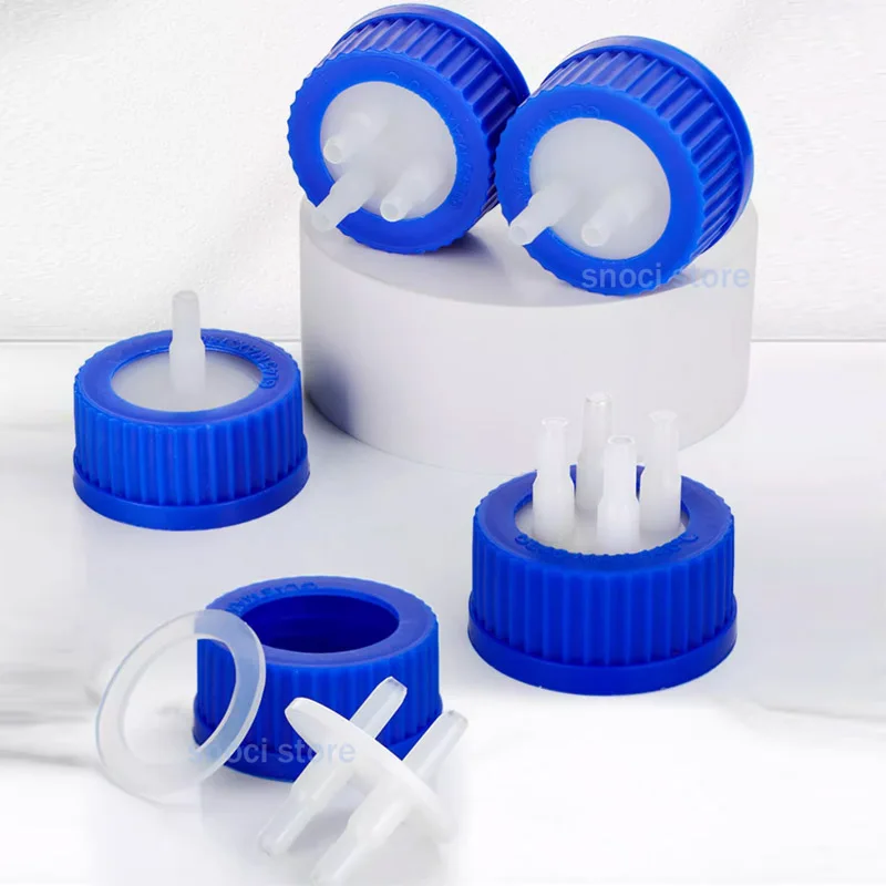 GL45 Feeding Bottle Cap PP Plastic 1/2/3/4 Mouth Reactor Feeding Bottle Adapter Cap Mobile Phase Cap Lab PP Anaerobic Bottle Cap