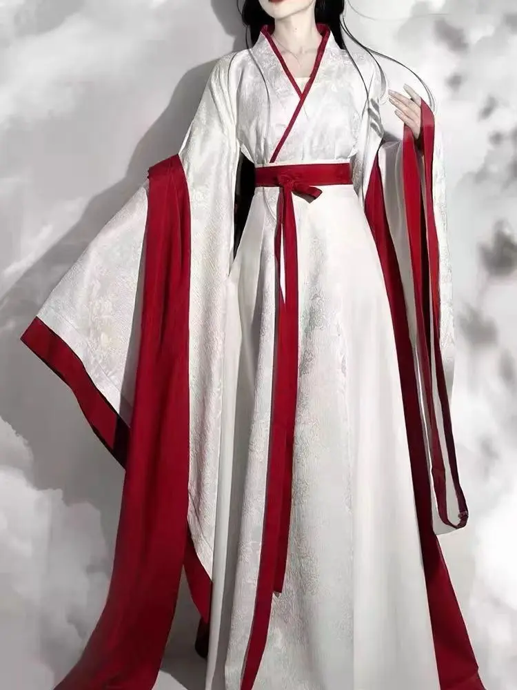 Chinese traditional costumes, Hanfu, ancient style four seasons, 2024 new style, Wei and Jin style, waist-length straight skirt