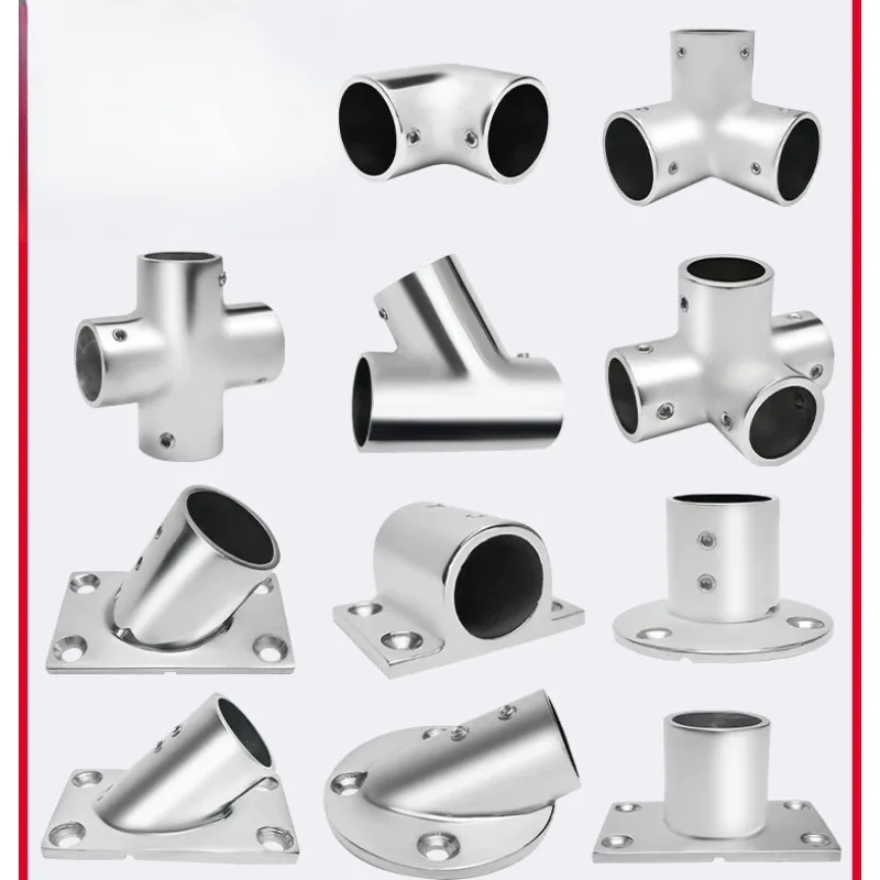 316 pipe connectors, polished 2225 elbows, -way and four-way round pipe fasteners, flange bases, square and round seats