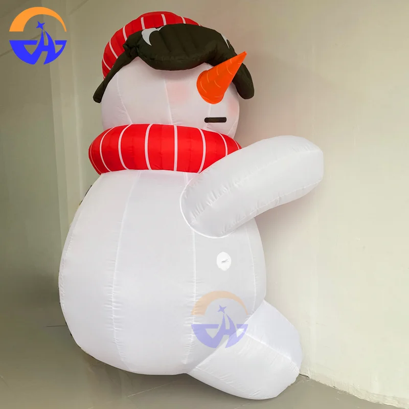Boneco de neve inflável de desenho animado com óculos para o Natal - Adereço de publicidade e decoração de eventos ao ar livre