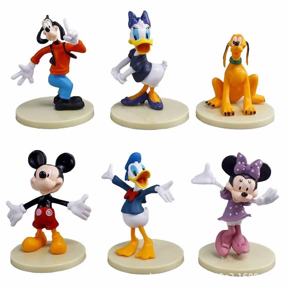 6Pcs/Set Disney Mickey Mouse Minnie Goofy Donald Duck Daisy Anime PVC Model Hobby Toy Fashion Collection Ornaments Kid Xmas Gift